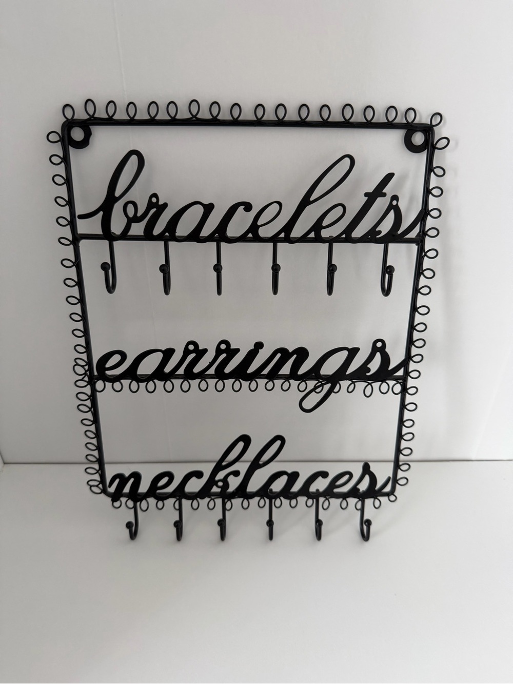 Black Metal Wall-Mounted Jewelry Organizer